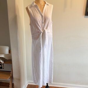 Sleeveless White Button-Down Dress